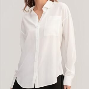 Lilysilk Drop Shoulders Oversize Silk Shirt Natural White Size XS